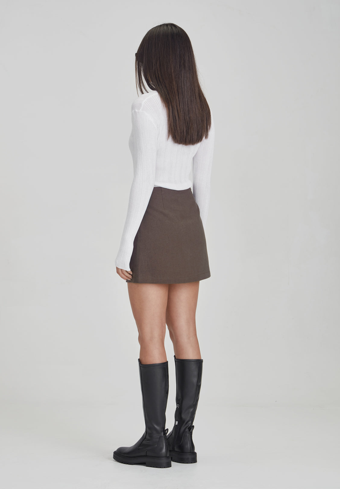 LINEN BLEND MINI SKIRT, DUST