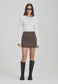 LINEN BLEND MINI SKIRT, DUST