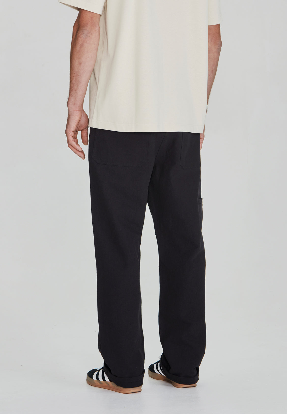 LINEN/COTTON WORK PANT, BLACK