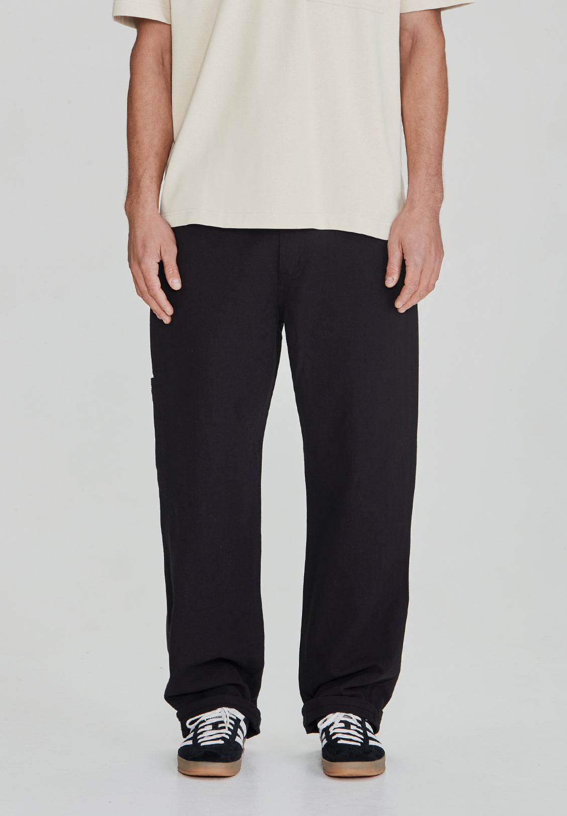 LINEN/COTTON WORK PANT, BLACK