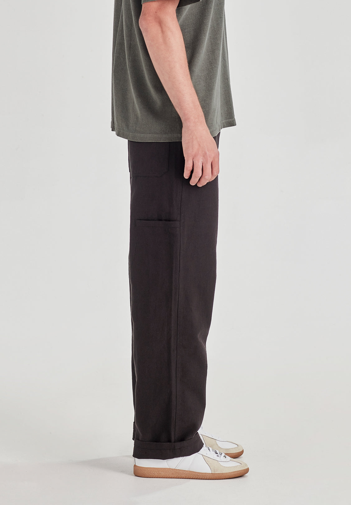 LINEN/COTTON WORK PANT, BLACK