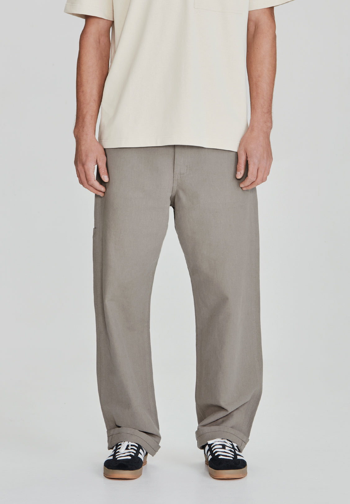 LINEN/COTTON WORK PANT, SMOKE