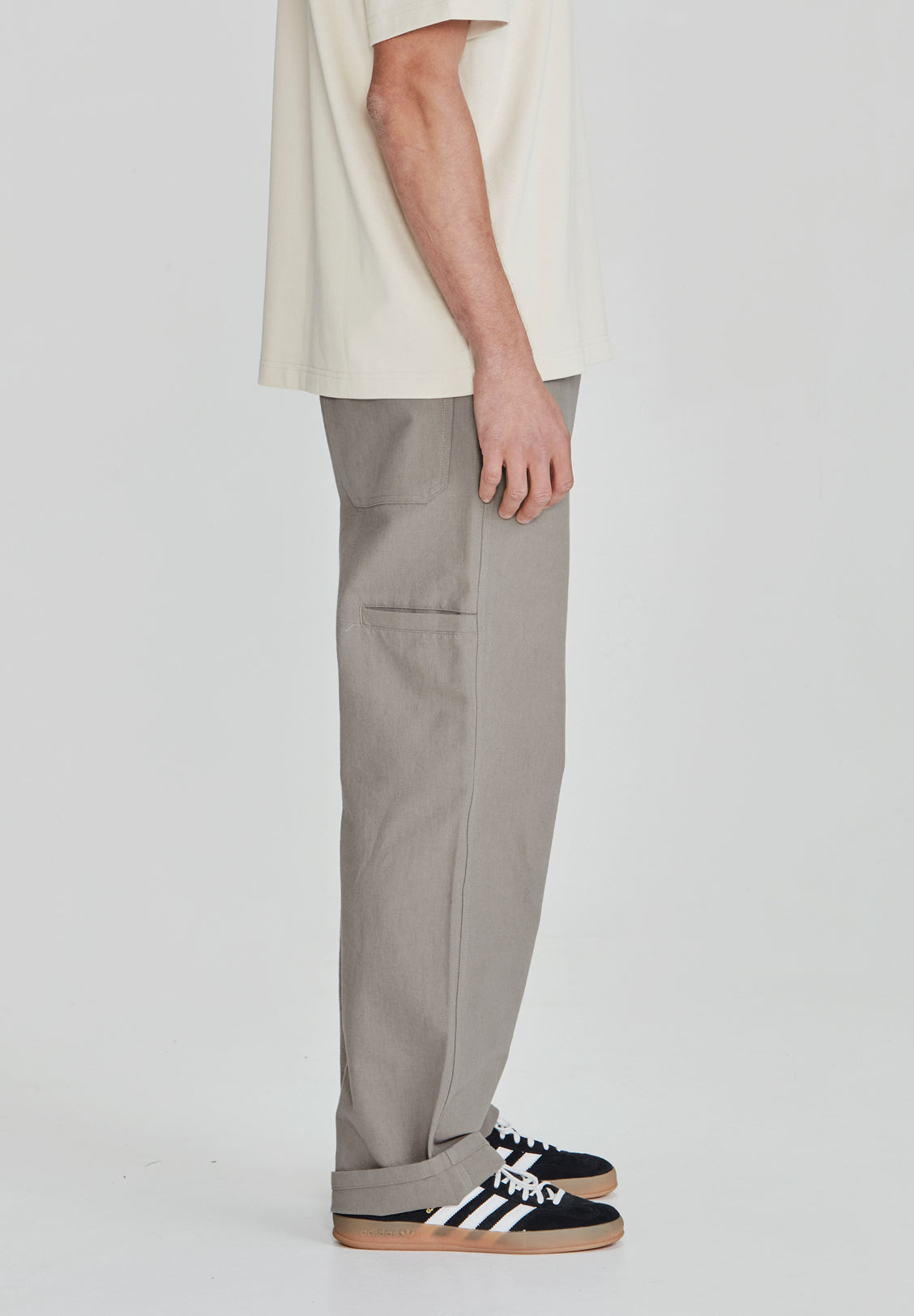 LINEN/COTTON WORK PANT, SMOKE