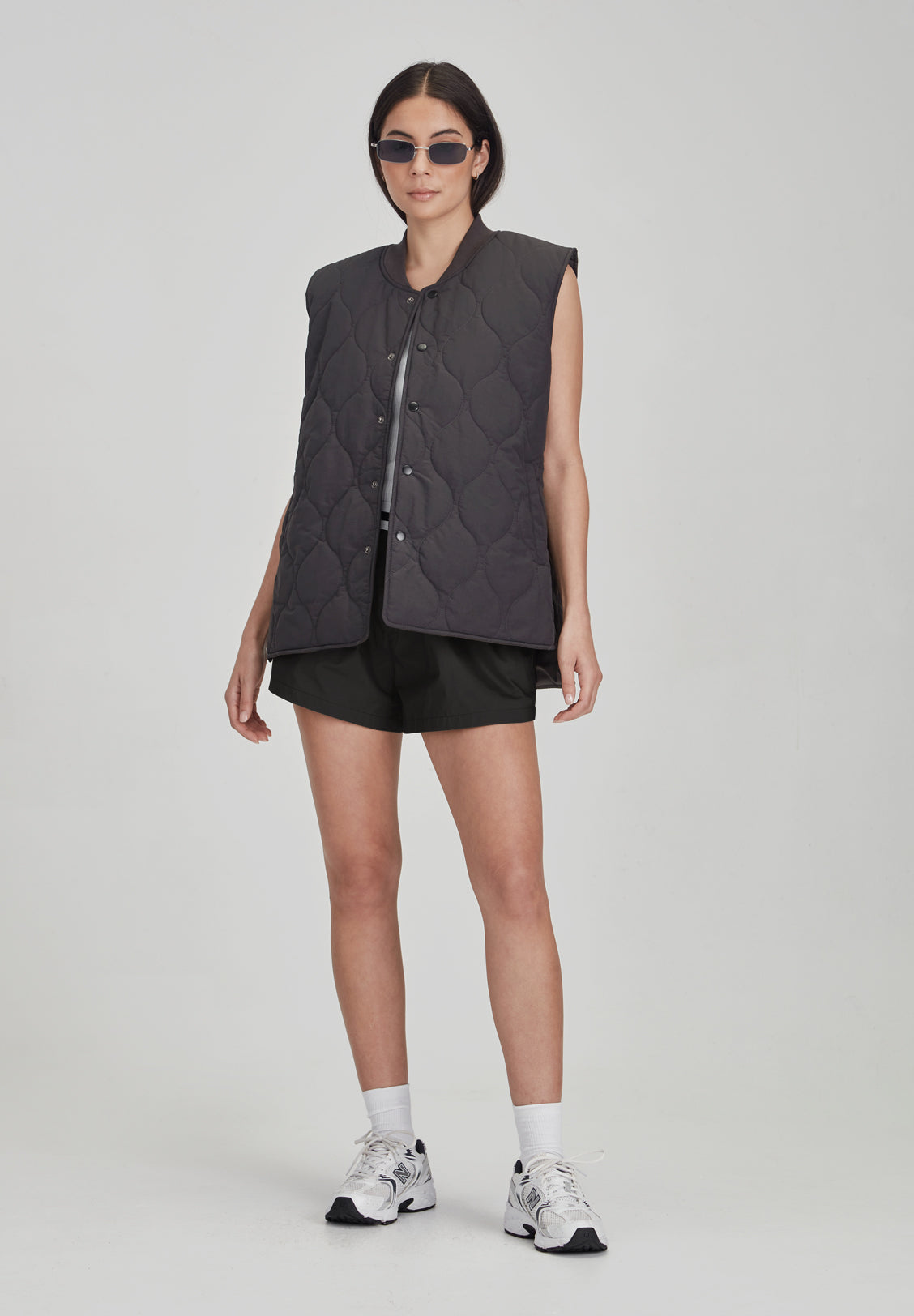 QUILTED VEST, CHARCOAL