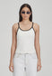 FITTED RIB CAMI, WHITE W/ BLACK