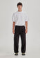 LINEN/COTTON PLEAT FRONT PANT, BLACK