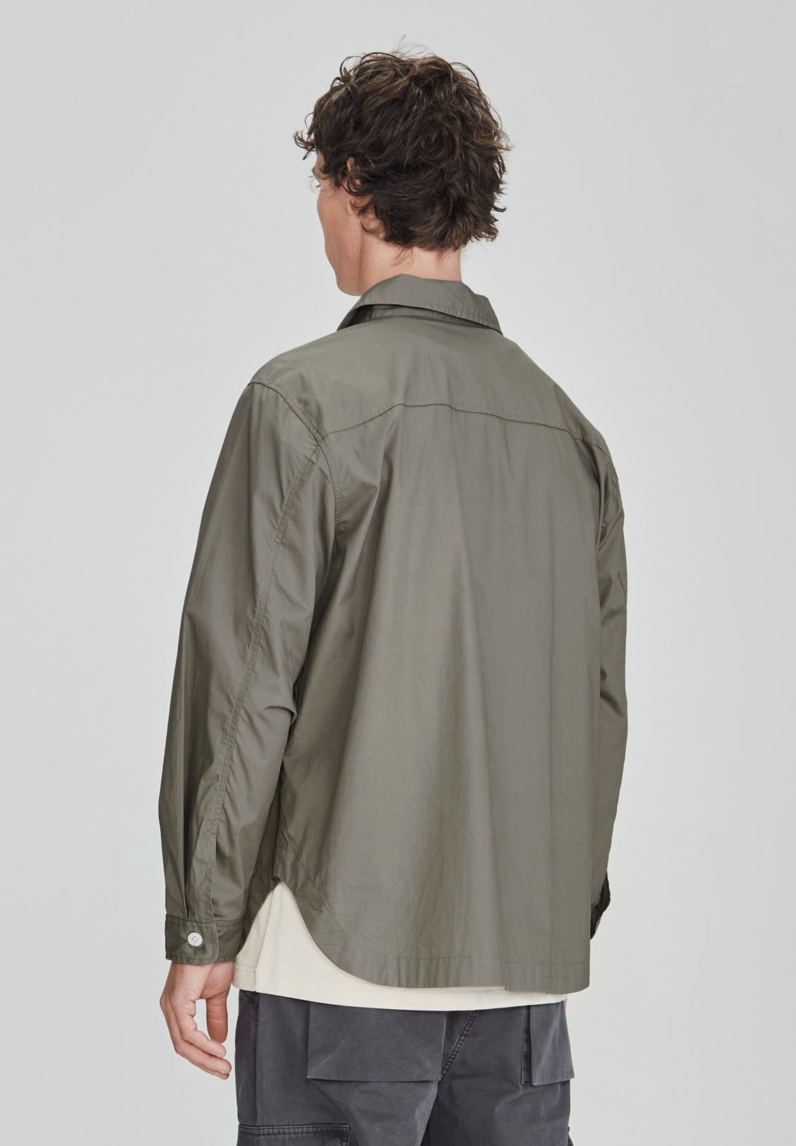 BOX FIT LS POPLIN SHIRT, OLIVE GREY