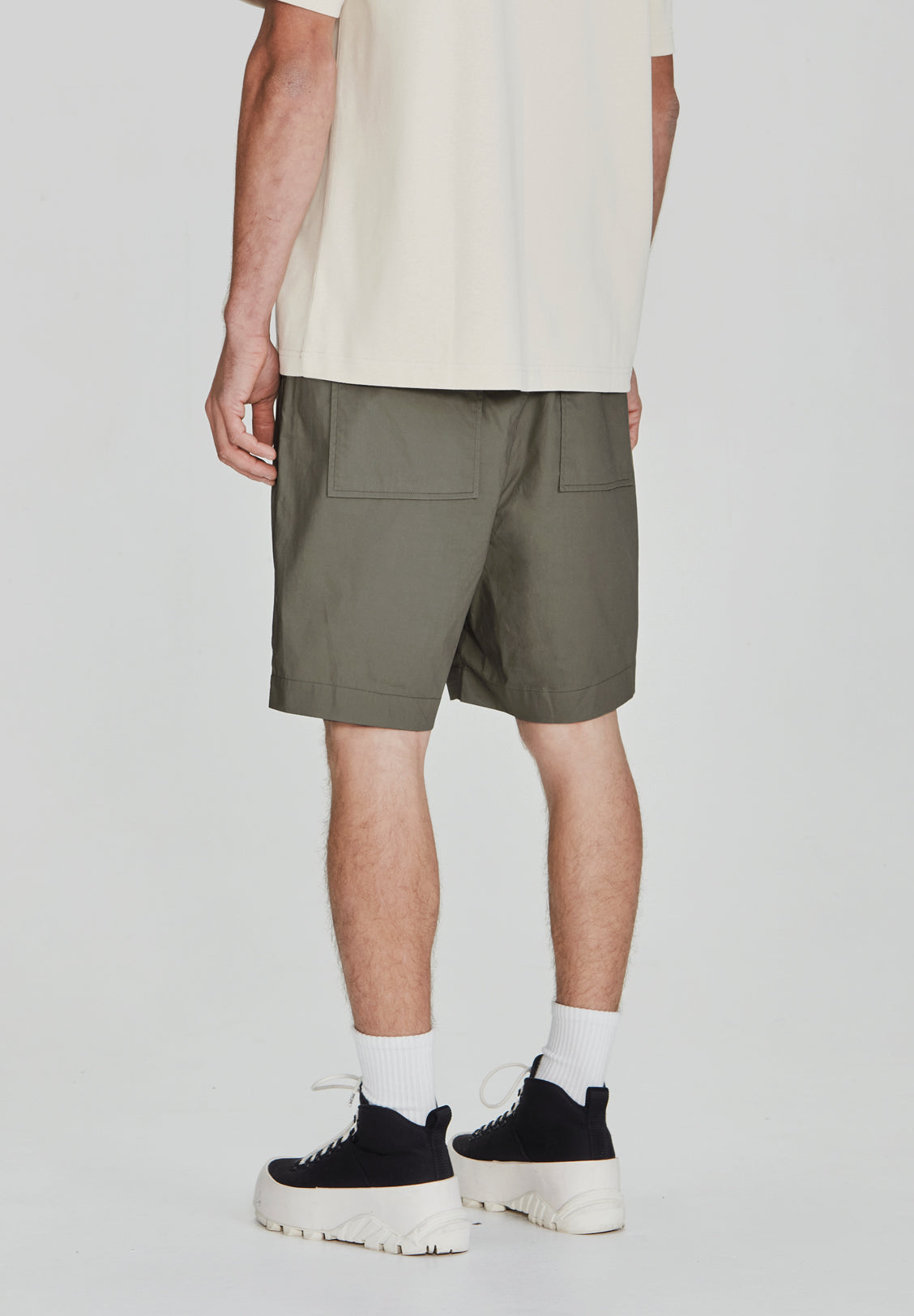 COTTON WALKSHORT, OLIVE GREY