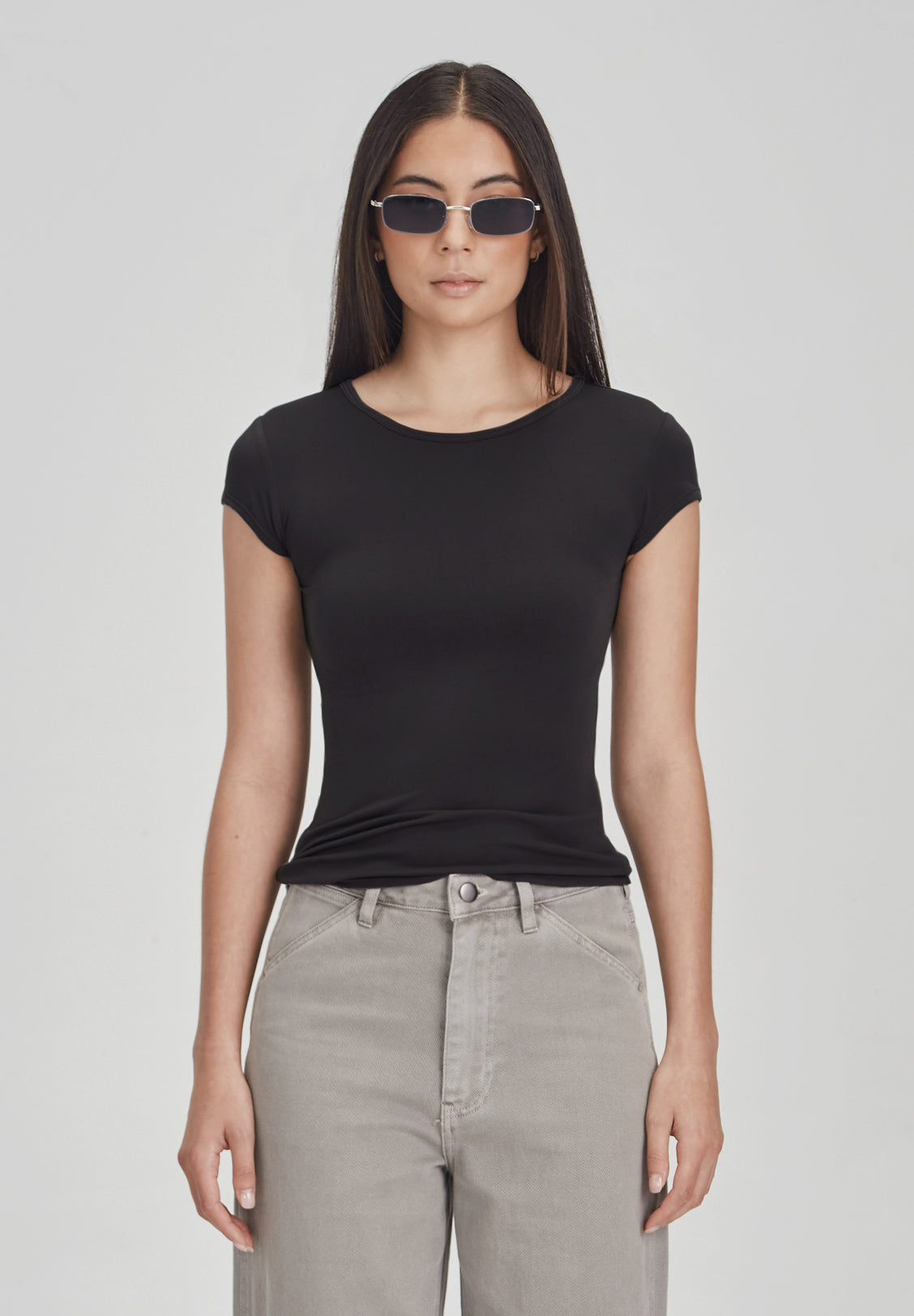 CAP SLEEVE TEE, BLACK